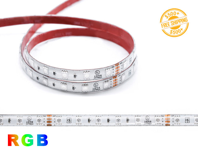 High Bright RGB LED Strip Light Series 24VDC low voltage wet rated IP65 lights and a label for free shipping on orders over $500.