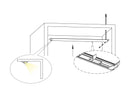 Clip the installation brackets into the lamp body, and take off 3M tape film from installation brackets. Stick the lamp .
body into cabinet board.