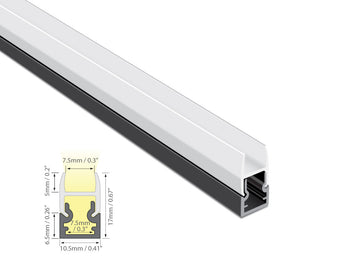GLASS EDGE - JH 1686 Black Aluminum Channel + Milky Diffuser - 94"