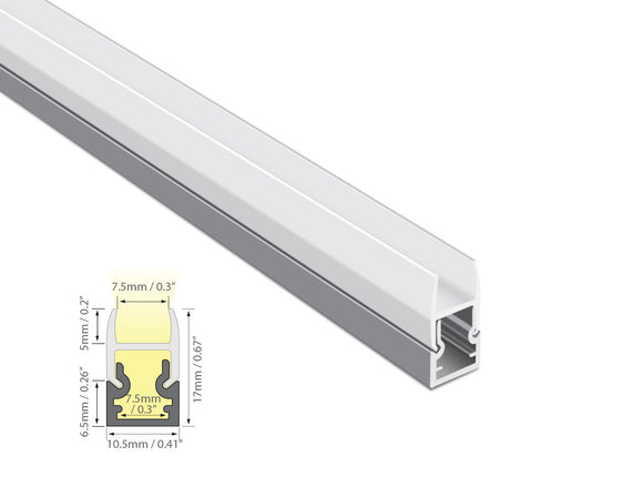 GLASS EDGE - JH 1686 Silver Aluminum Channel + Milky Diffuser - 94"