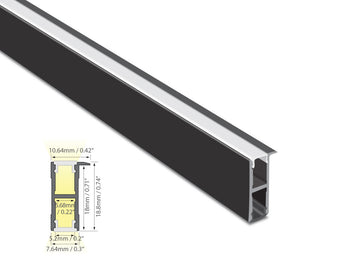 BOARD EDGE - JH 1713 Black Aluminum Channel + Milky Diffuser - 94"