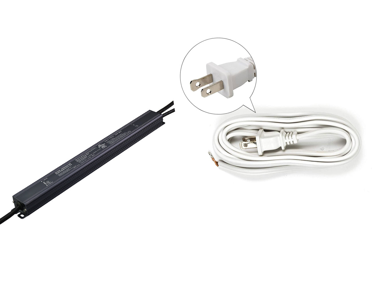 G Slim Series 24V 100W dimmable LED transformer with a two-prong power cord.