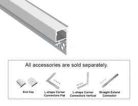 GL LED Cove V GLB L507C Silver Aluminum Channel with Milky Diffuser offers soft vertical uplighting and accent illumination. Constructed from anodized aluminum to support strong heat management and lasting performance, perfect for architectural wall lighting.