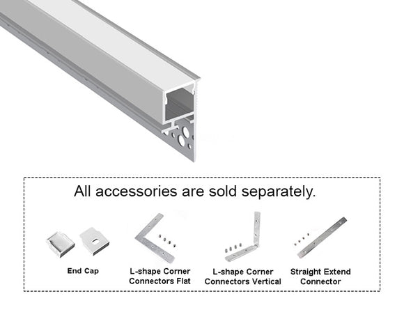 GL LED Cove V GLB L507C Silver Aluminum Channel with Milky Diffuser offers soft vertical uplighting and accent illumination. Constructed from anodized aluminum to support strong heat management and lasting performance, perfect for architectural wall lighting.