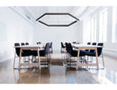 Hexagon pendant LED fixture made with L8070 and Honeycomb Lens, installed in an office meeting room to create soft and even illumination