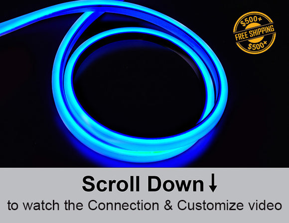 The 3D neon LED lights that are blue.