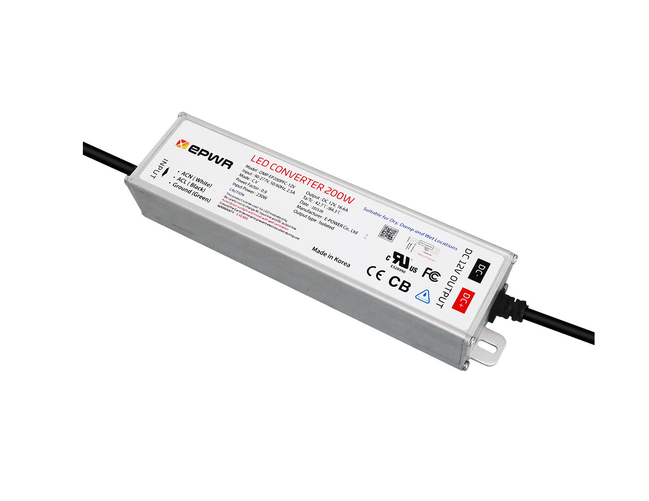 Mean Well LED Driver 200W 12V for use with LED strip light systems.