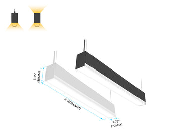 GL L8070 2ft linear light with convex lens enhances beam focus and creates soft ambient lighting; black and white fixture options available.