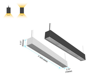 GL LED L8070 2ft linear light with Honeycomb Lens for controlled beam direction, glare reduction, and visual comfort; available in black and white finishes.