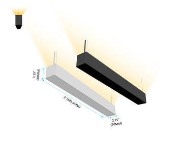 2ft up-light-only L8070 linear fixture in black and white, ideal for indirect ceiling wash lighting.