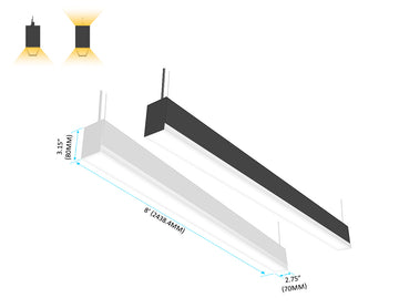Black and white GL L8070 linear fixtures with convex lens deliver refined downlight or up/down light for architectural lighting schemes.