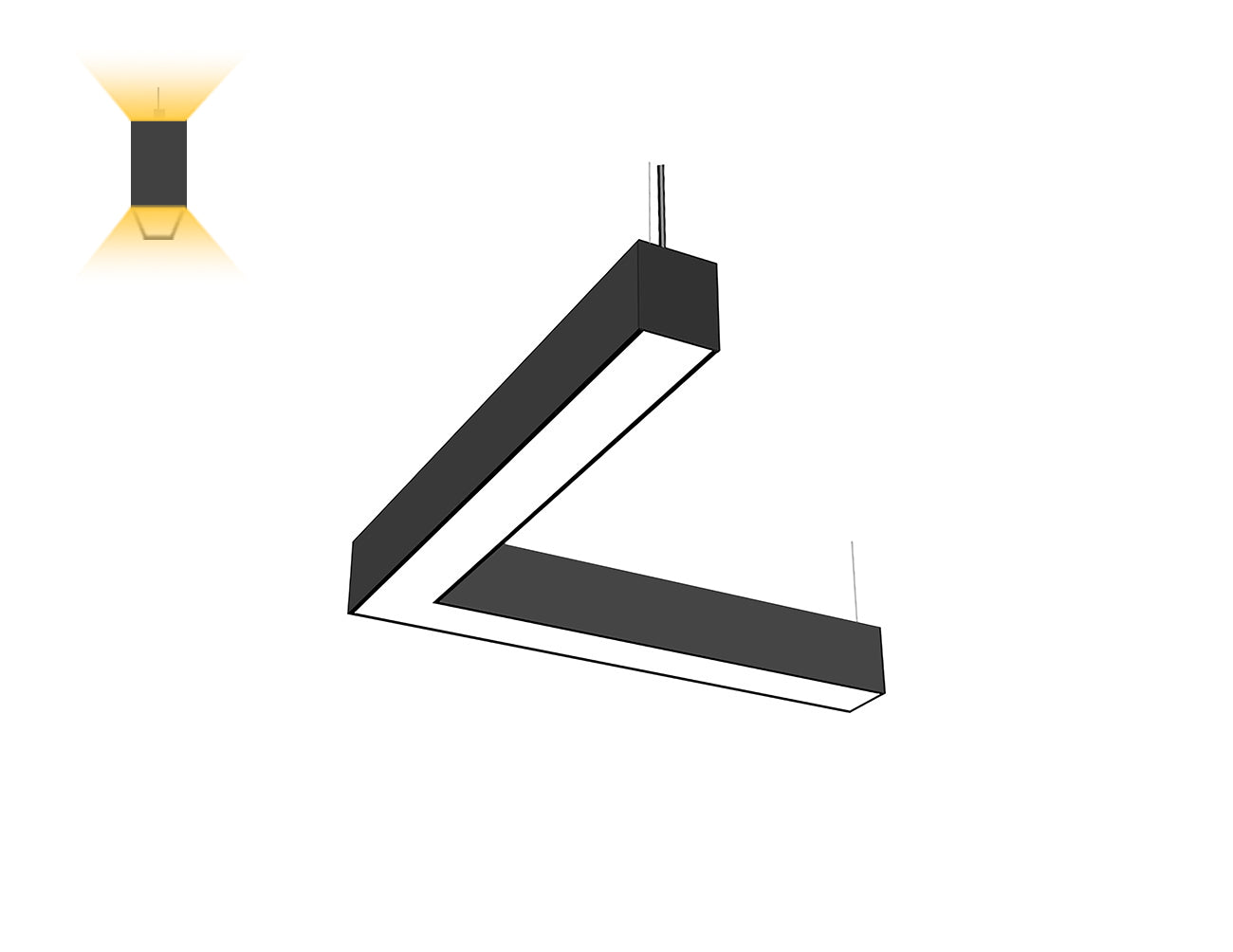 LED Linear Light - L8070 - Milky Flat Lens - L Shape