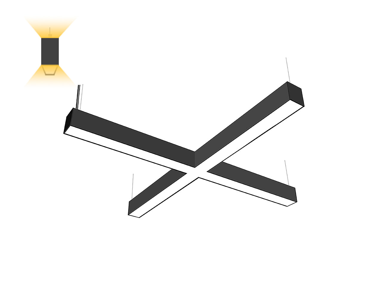 LED Linear Light - L8070 - Milky Flat Lens - X Shape