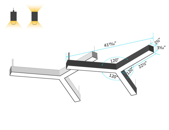 LED Linear Light - L8070 - Milky Flat Lens - Y Shape
