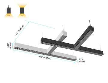 T shape GL L8070 linear light equipped with No Glare Lens for optimized beam control and reduced visual fatigue.