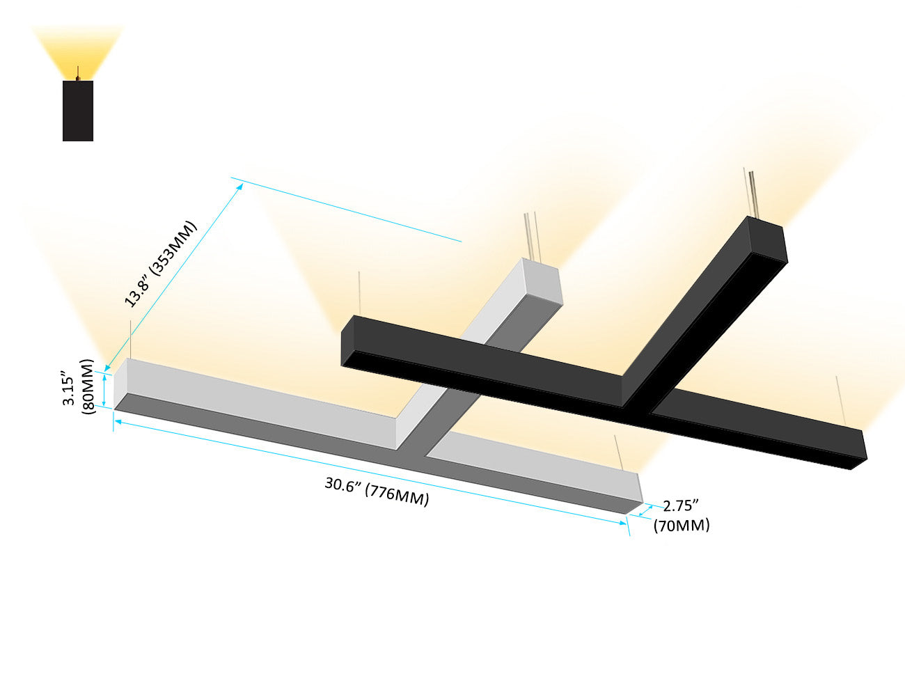 LED Linear Light - L8070 - Up Light -T Shape | GL LED US LIGHTING
