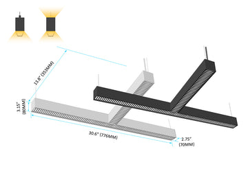 GL LED L8070 T-shape fixture with dual lighting modes and black/white body choices, equipped with precision Louver Lens.