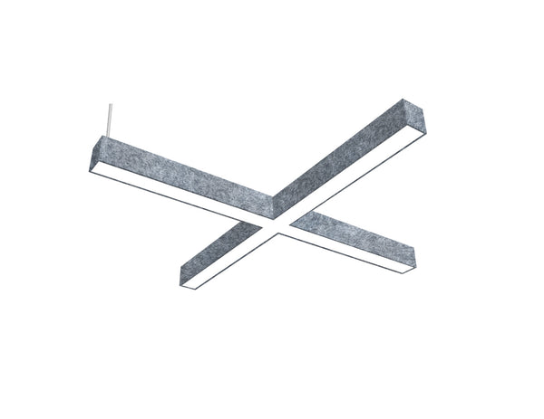 LED Linear Light - L8070 - Acoustic Housing - Milky Flat Lens - X Shape - 2