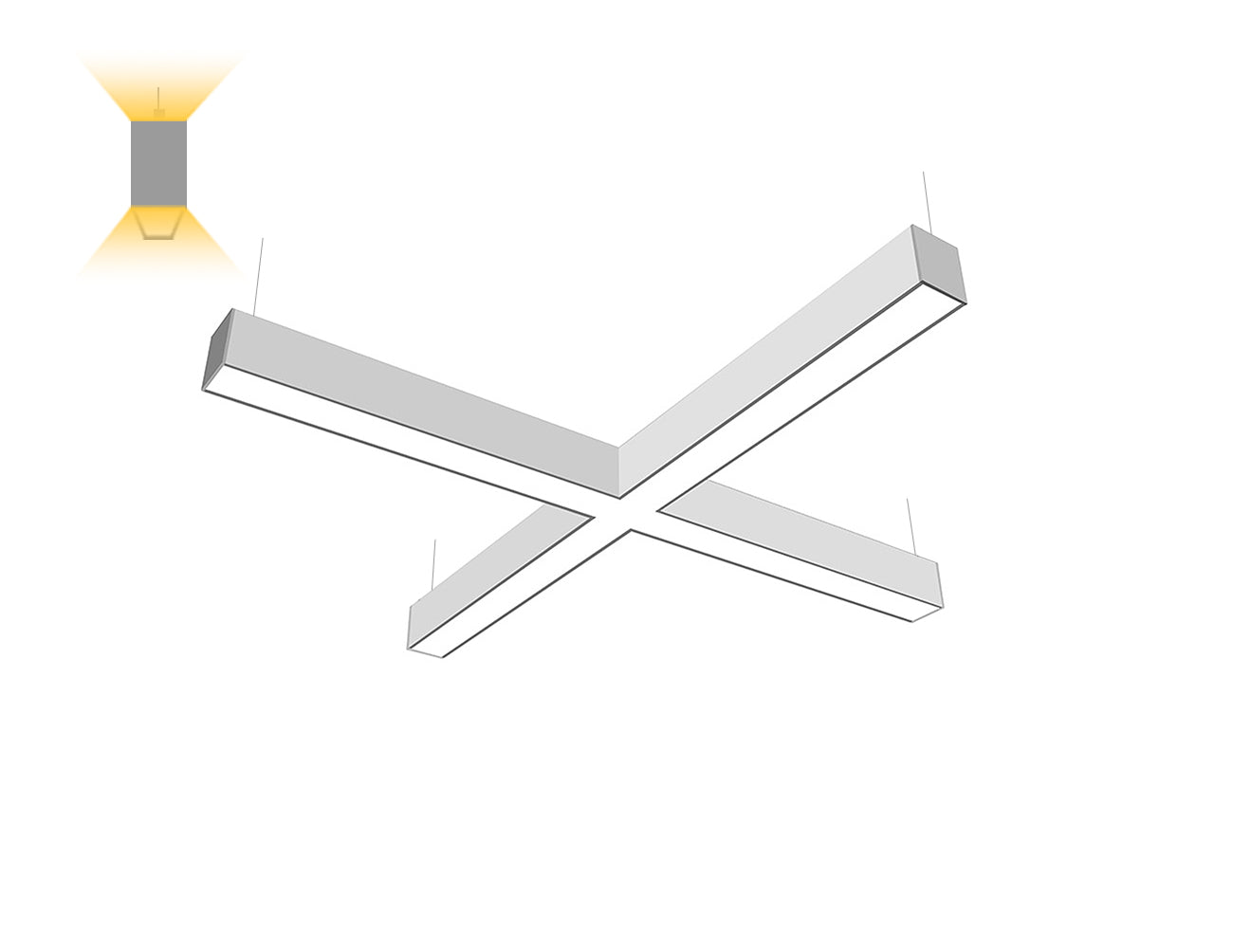 LED Linear Light - L8070 - Milky Flat Lens - X Shape