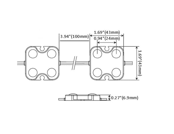 LED 4LED Module - 11000K - Clear (100pcs/bag)