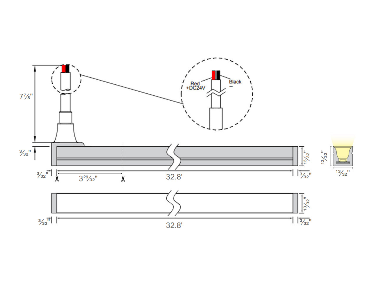 LED 1010N Neon Light - Top Bend - Single Color - Wet Location - 3000K - 24V