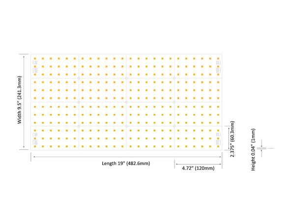 Dimensions of LED Pixels Light Sheet - Color Changing RGBW 4 in 1
