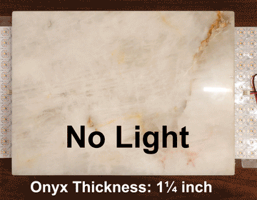 A comparison of 30W LED Pixels Light Sheet behind 1.25-inch Onyx from no light to 2700K, 3000K, 4000K, and 5000K color temperatures