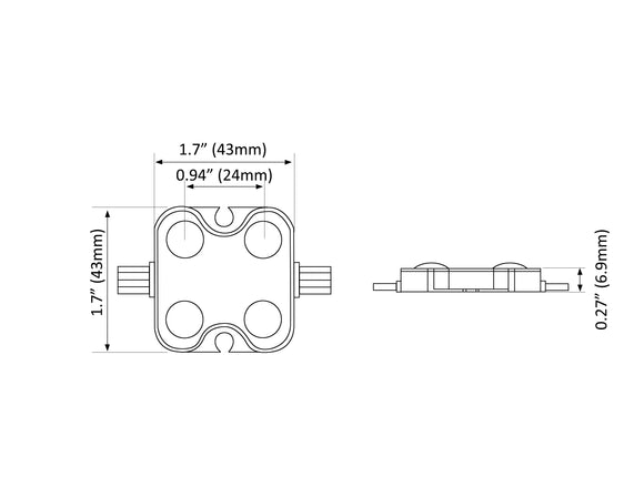 LED 4LED Module - RGB - Clear (100pcs/bag)