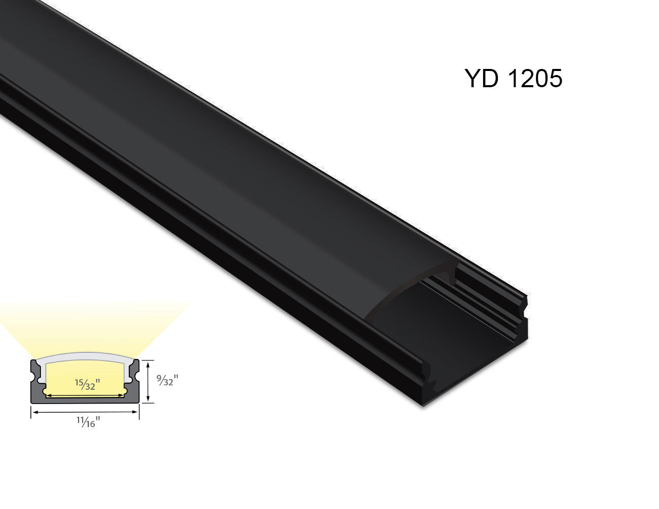 Dimensions of the YD 1205 aluminum channel.