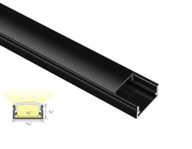 SLIM FLAT - GLQ 1709 Black Aluminum Channel + Black Diffuser - 94"
