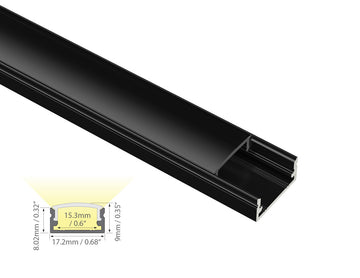 Dimensions of the GLQ 1709 black aluminum channel.