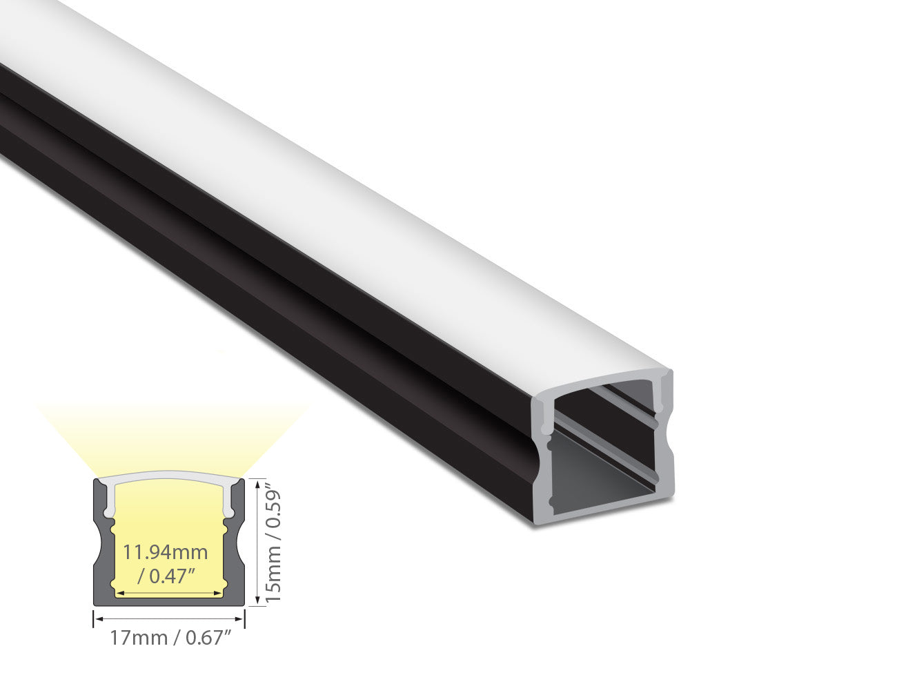 Milky Diffuser SLIM SQUARE - YD 1202 Black Aluminum Channel + Milky Diffuser - 94 ...