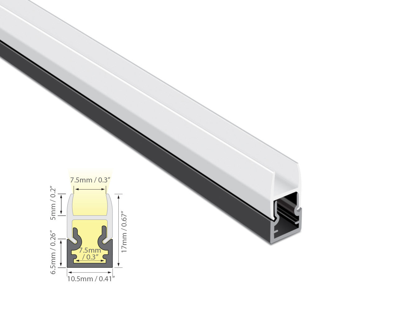 GLASS EDGE - JH 1686 Black Aluminum Channel + Milky Diffuser - 24