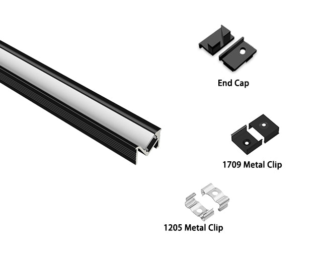 Accessories for the GLQ 1811 Black aluminum channel.