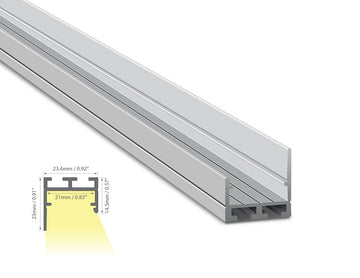 Dimensions of the ES 2321 aluminum channel.
