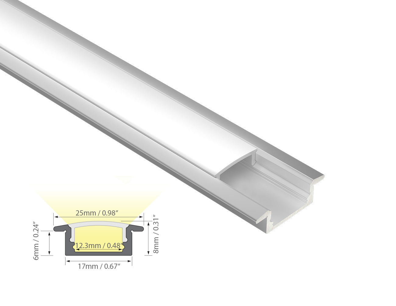 Shallow Led Bulbs SLIM SHALLOW RECESS - GLQ 2309 Silver Aluminum Channel + Milky Frosted ...