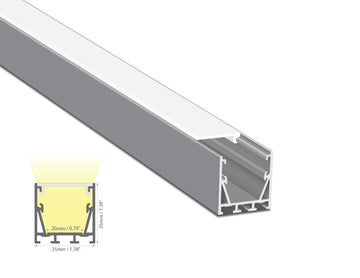 Dimensions of the ES 3535 aluminum channel.