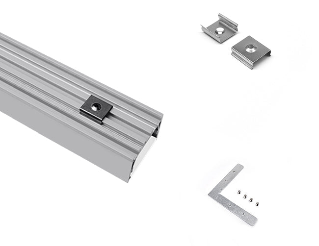 The ES 5035 aluminum channel with matching suspension kit and mounting clips.