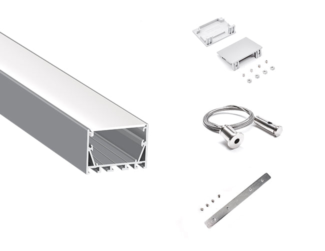The ES 5035 aluminum channel with matching endcaps, suspension kit, and connector kit.