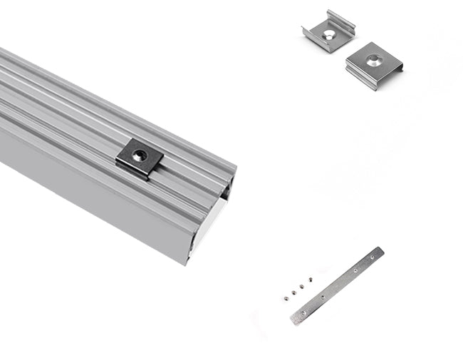 The ES 5035 aluminum channel with matching suspension kit and mounting clips.