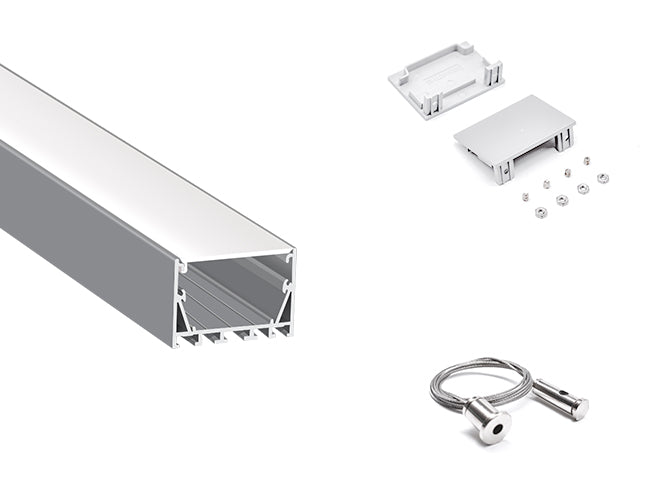 The ES 5035 aluminum channel with matching endcaps and suspension kit.