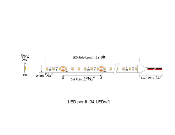 LED Strip Light - Single Color - Long Run White  INFINITE - Dry Location IP20 - 24V - 4