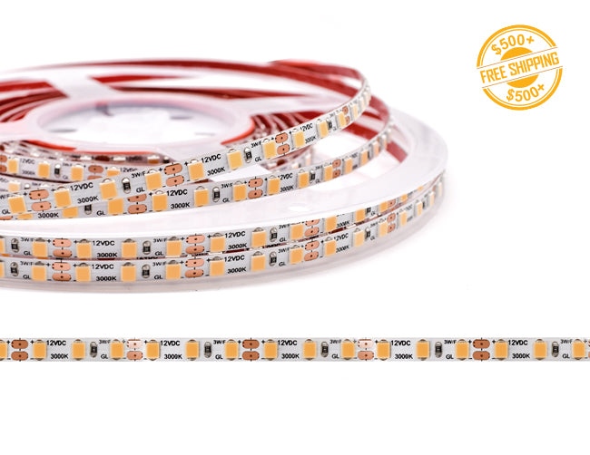 LEGEND-3 LED strip with a 5mm width design, perfect for narrow aluminum channels, wardrobe and furniture lighting. Features 36 LEDs per foot and a CRI of 97+ for accurate color reproduction.