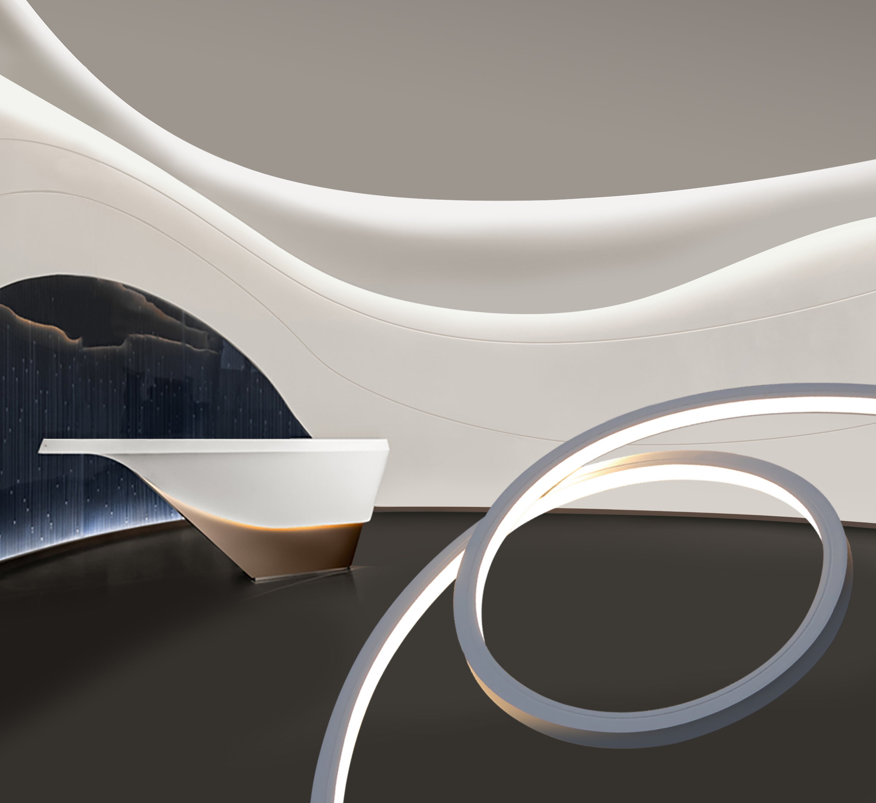 LED Neon Light 1010N features a flexible top-bend design, allowing vertical bending along surfaces for creative lighting applications. Delivers uniform, hotspot-free illumination, perfect for architectural, signage, and decorative lighting.