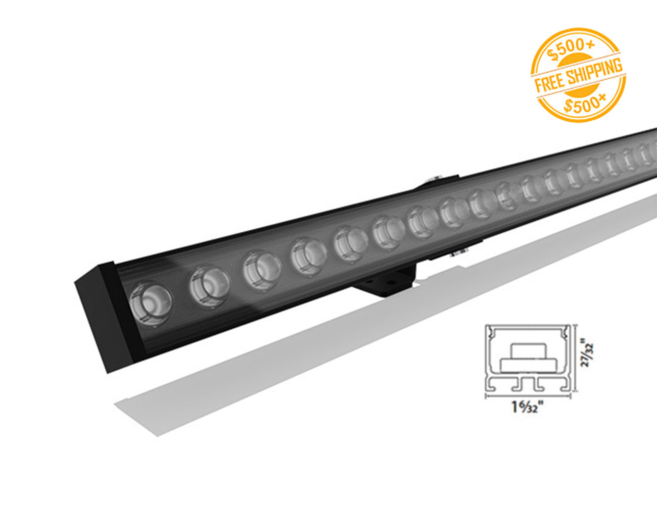 A front view of GL LED wall washer linear light model wall grazer 3021.