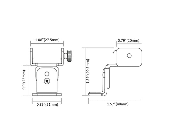 Dimensions of aluminum channel ES-2321 accessory adjustable bracket.