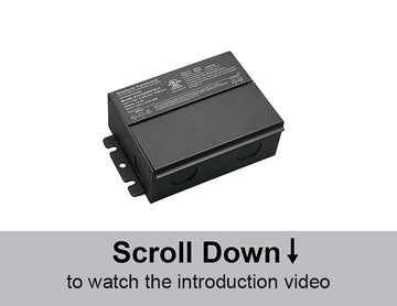 GLE-TDJ series electrical transformer with integrated junction box and ELV dimming capability.