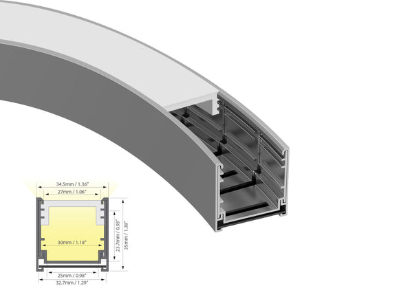 GLY 2425 Bendable LED Aluminum Channel – Premium 6063-T5 aluminum finish