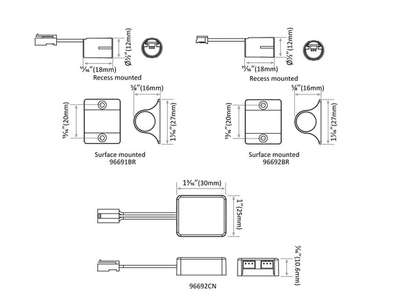 Undercabinet Light - LED Door Control Sensor Switch - Double Detector (for LDV/LDL) - Black