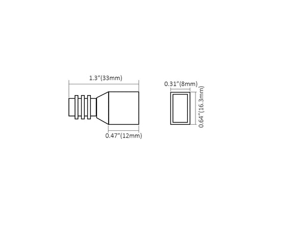 LED Strip Light - COB - RGBW power feed End Cap dimension for LED COB-RGBW Strip Light